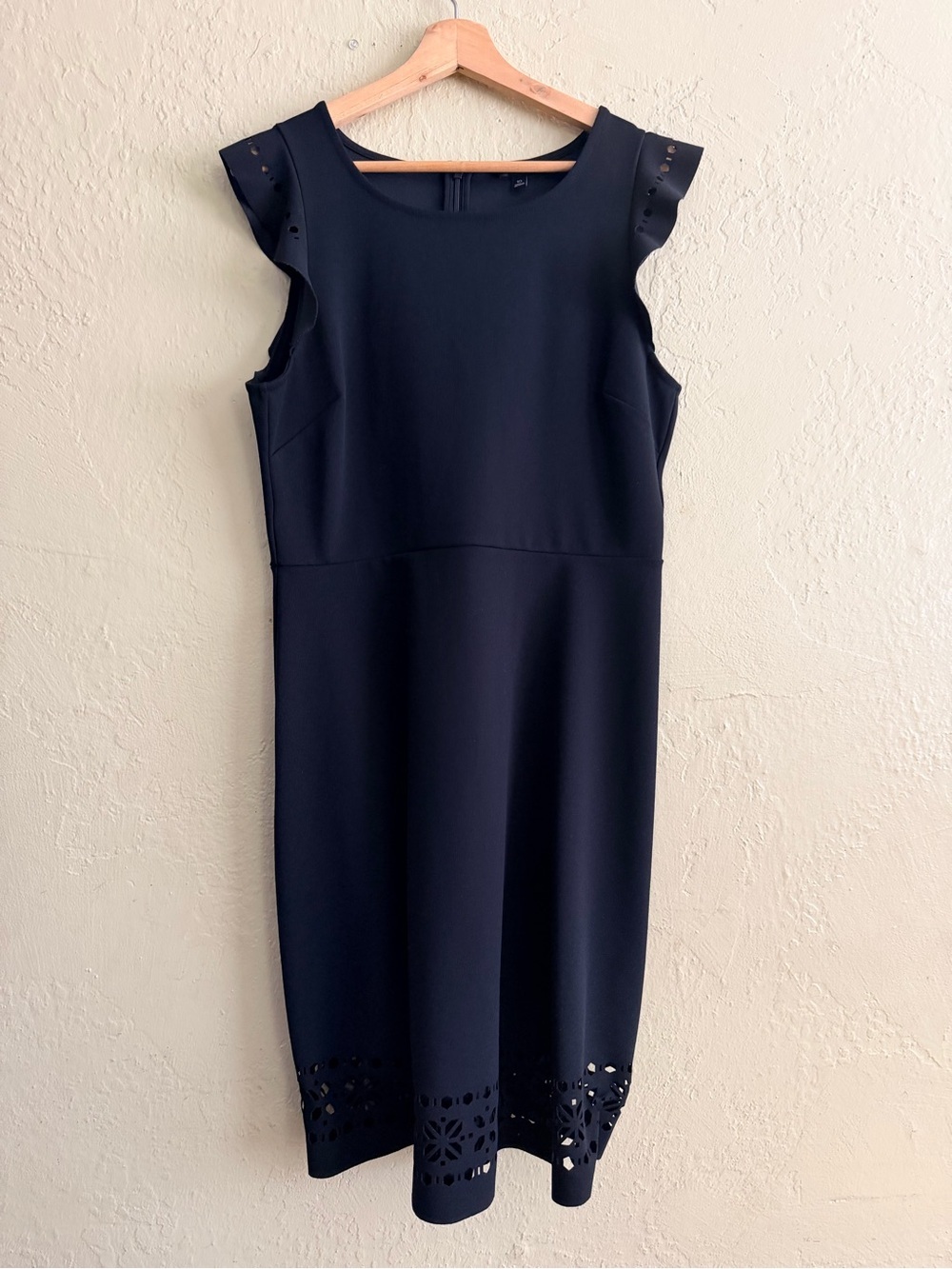 Banana Republic Black Midi Dress with Laser-Cut Details